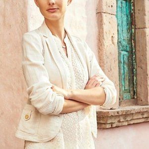 Anthropologie Cartonnier Openwork Linen Blazer